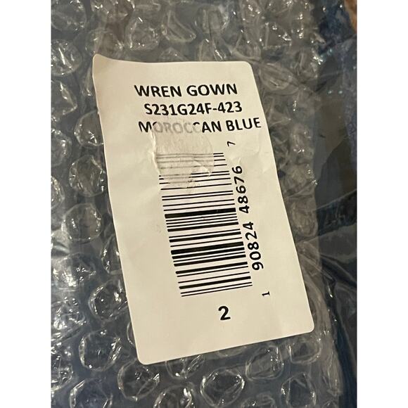 Sachin & Babi Size 2 NWT Moroccan Blue Crepe Embroidered Wren Cape Maxi Gown - Picture 10 of 12